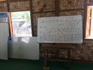 white board in classroom with english writing on it
