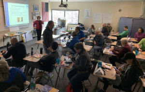 Teachers, staff and parents spending a day in a classroom learning to identify mental health issues.