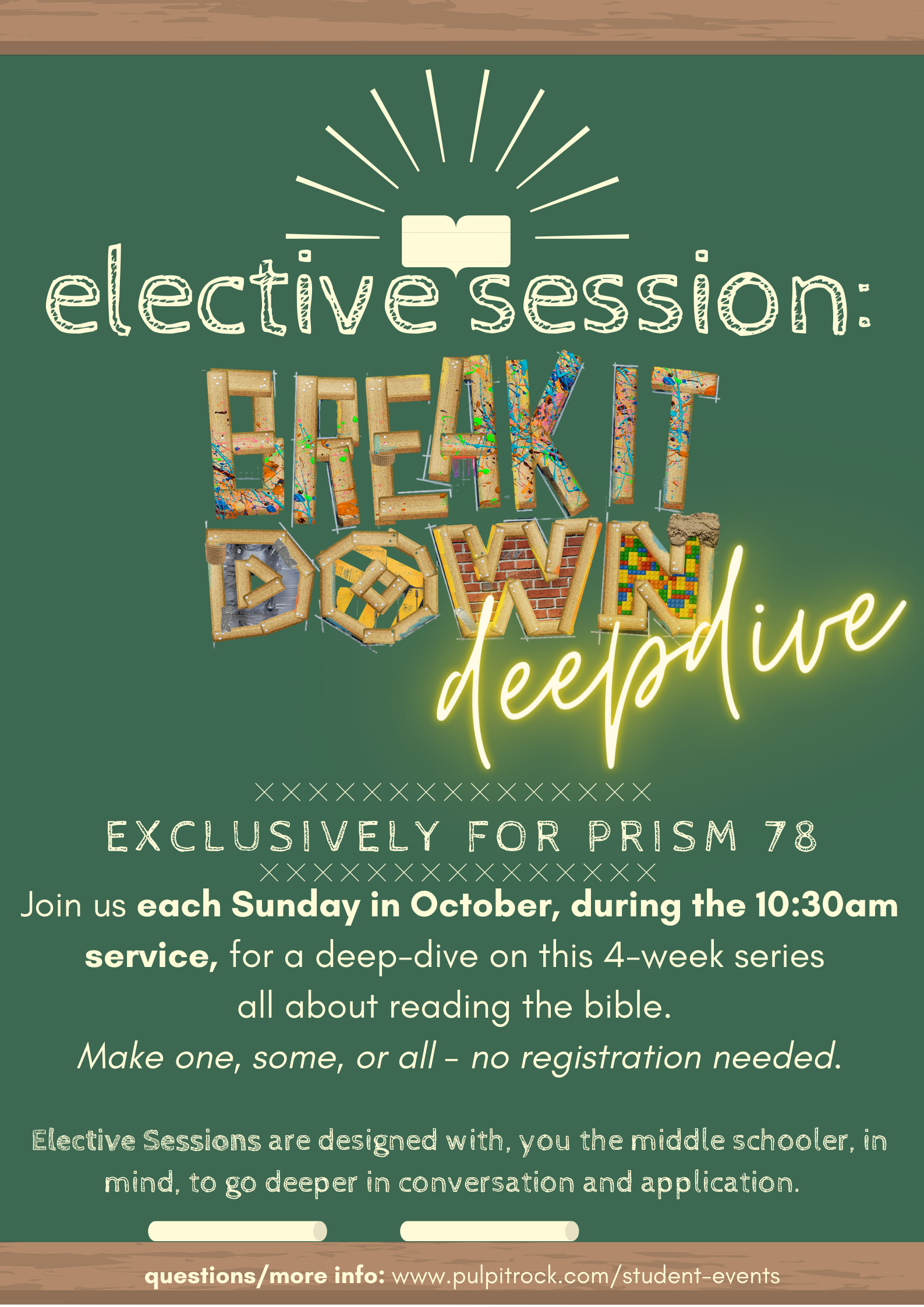 Elective Session Break It Down Deep Dive Pulpit Rock Church In Colorado Springs